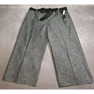 AB Studio Womens Dress Pant Capris Size 16 Grey Pockets Belt